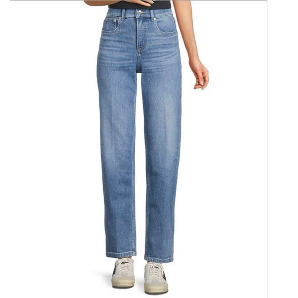 SPANX SPANXshape Size L Authentic 360 90s High Rise Straight Leg Denim Jeans